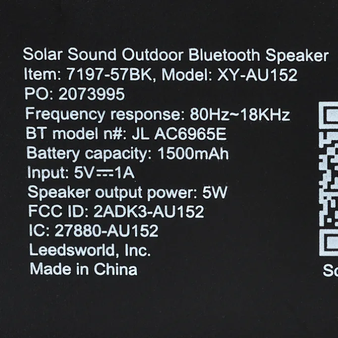 Solar Outdoor Bluetooth Speaker