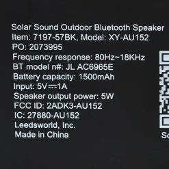 Solar Outdoor Bluetooth Speaker - 24 hr