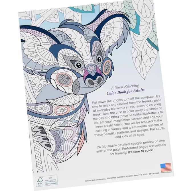 Stress Relieving Adult Coloring Book & Pencils - Animals