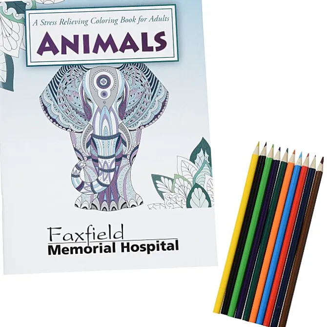 Stress Relieving Adult Coloring Book & Pencils - Animals