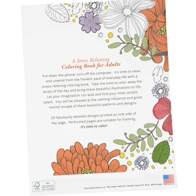 Stress Relieving Adult Coloring Book - Nature - 24 hr