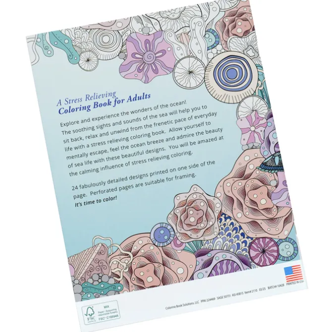 Stress Relieving Adult Coloring Book - Oceans - Full Color