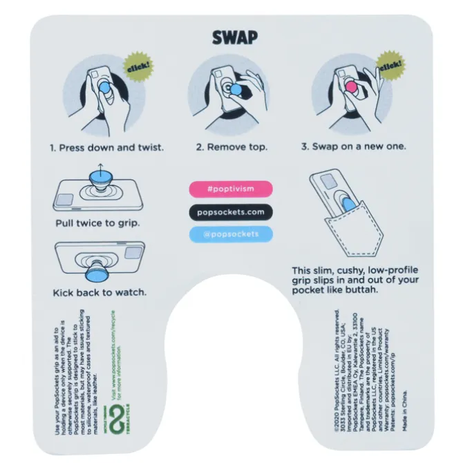 Swappable PopSockets PopGrip - Pocketable