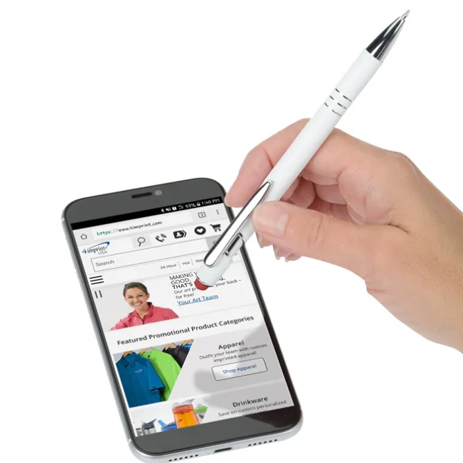 Textari Soft Touch Stylus Metal Pen - White - 24 hr