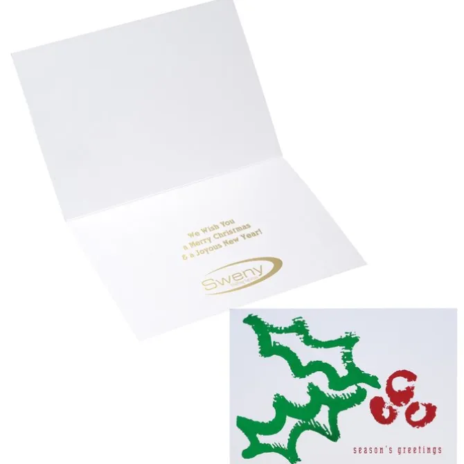 Textured Contemporary Holly Greeting Card