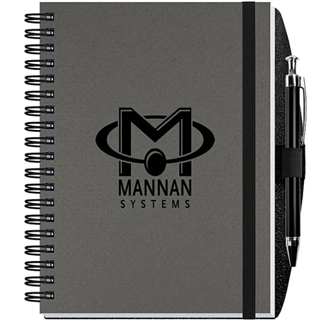 Textured Paperboard Journal with Pen - 7 inches x 5 inches - 50 sheet