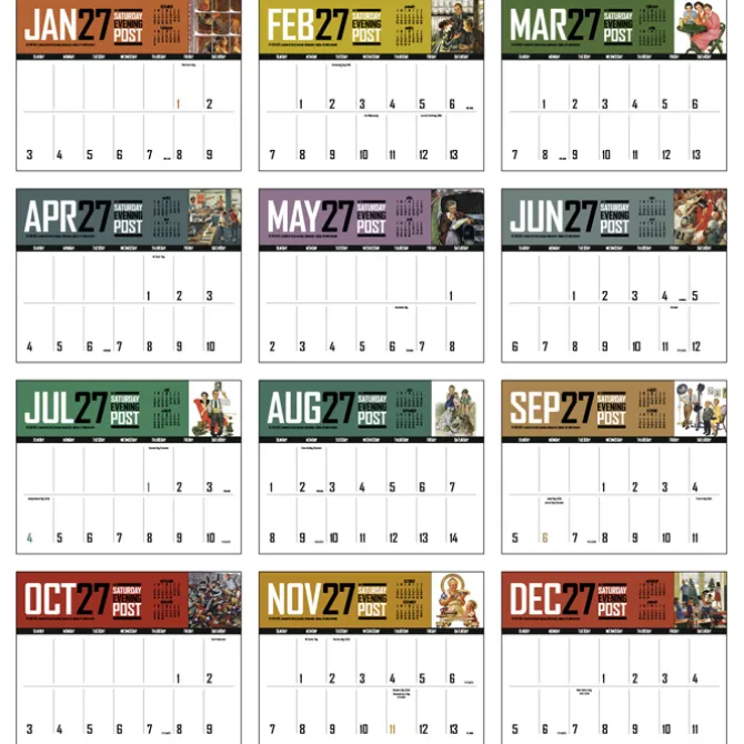 The Saturday Evening Post Big Block Memo Calendar