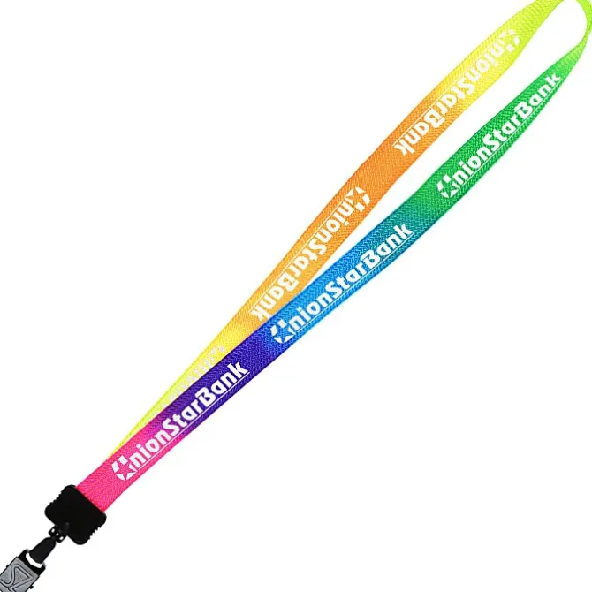 Tie-Dye Multicolor Lanyard - 3/4 inches - Large Metal Bulldog Clip - 24 hr