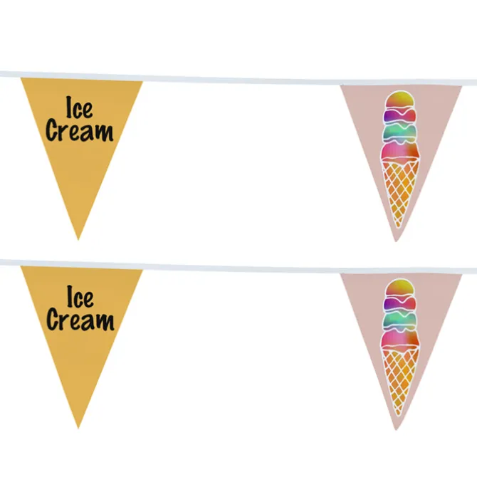 30' Triangle Pennant String - 12 inches x 9 inches - 16 Pennants - Two Sided - Alternating
