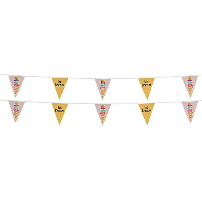 30' Triangle Pennant String - 12 inches x 9 inches - 16 Pennants - Two Sided - Alternating