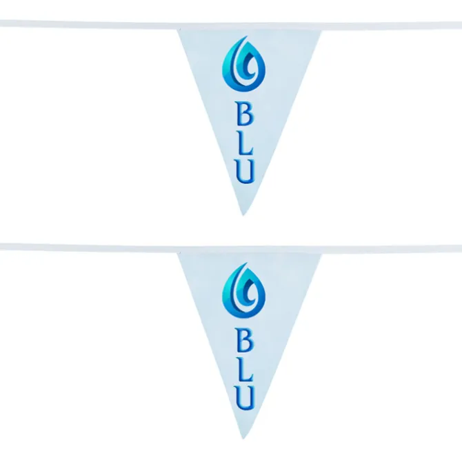 30' Triangle Pennant String - 12 inches x 9 inches - 16 Pennants - Two Sided