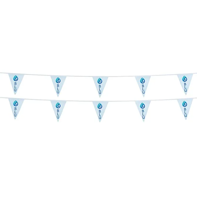30' Triangle Pennant String - 12 inches x 9 inches - 16 Pennants - Two Sided