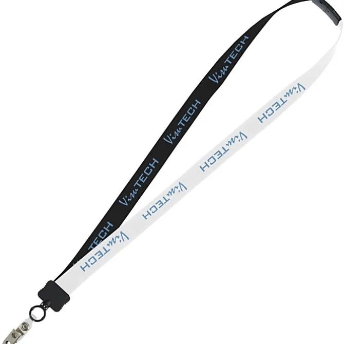 Two-Tone Cotton Lanyard - 7/8 inches - Snap with Metal Bulldog Clip