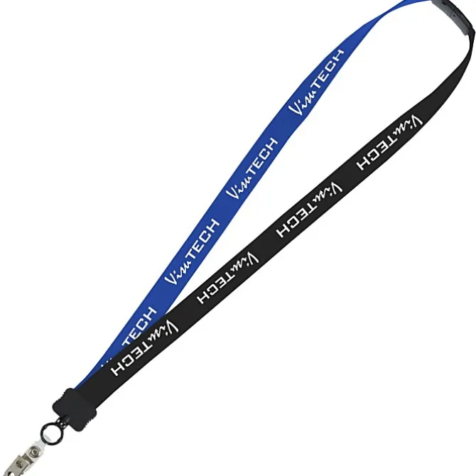 Two-Tone Cotton Lanyard - 7/8 inches - Snap with Metal Bulldog Clip