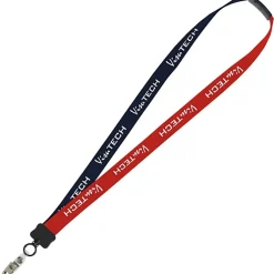 Two-Tone Cotton Lanyard - 7/8 inches - Snap with Metal Bulldog Clip