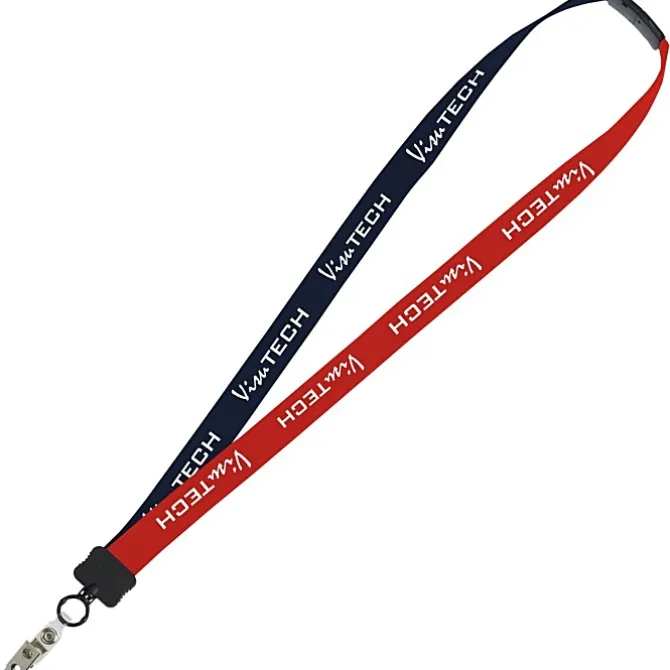 Two-Tone Cotton Lanyard - 7/8 inches - Snap with Metal Bulldog Clip