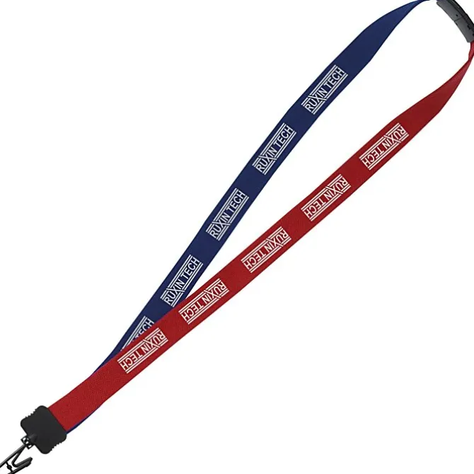 Two-Tone Cotton Lanyard - 7/8 inches - Plastic Bulldog Clip - 24 hr