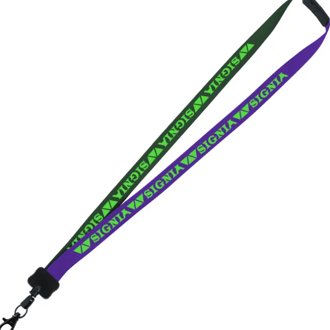 Two-Tone Smooth Nylon Lanyard - 7/8 inches - 34 inches - Metal Lobster Claw