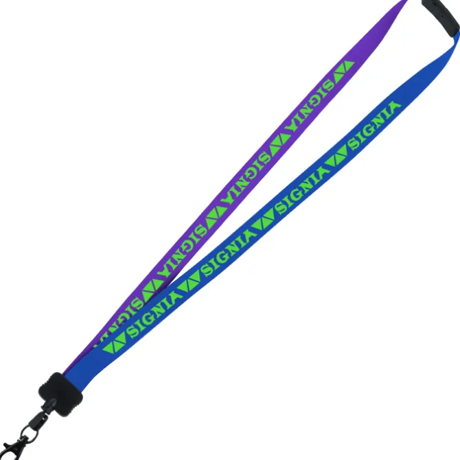 Two-Tone Smooth Nylon Lanyard - 7/8 inches - 34 inches - Metal Lobster Claw