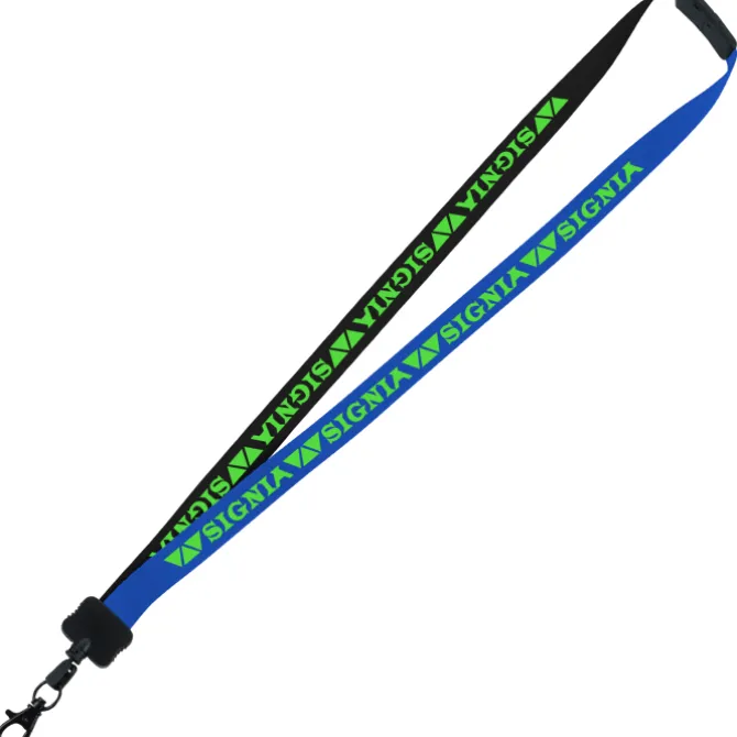 Two-Tone Smooth Nylon Lanyard - 7/8 inches - 34 inches - Metal Lobster Claw