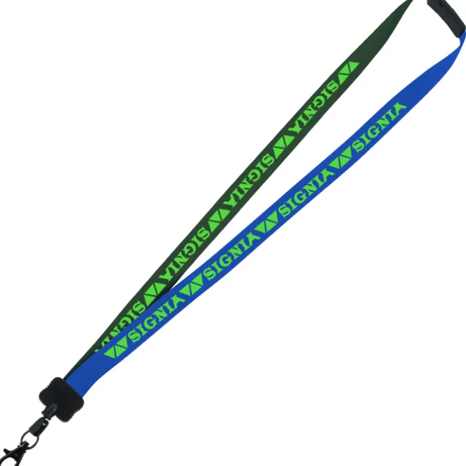 Two-Tone Smooth Nylon Lanyard - 7/8 inches - 34 inches - Metal Lobster Claw