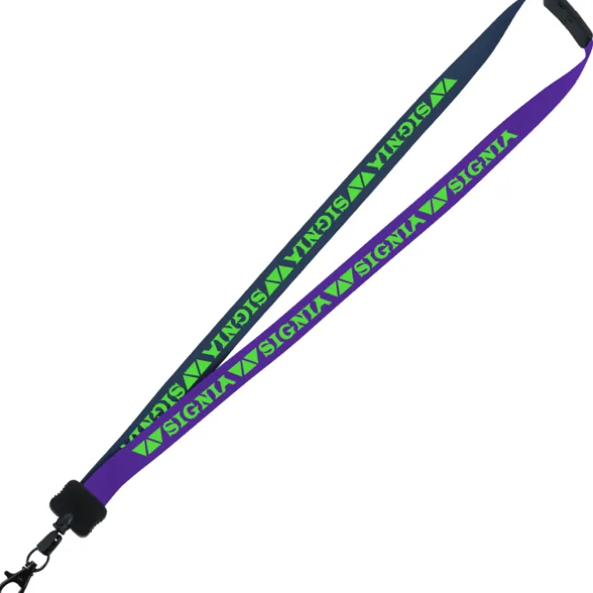 Two-Tone Smooth Nylon Lanyard - 7/8 inches - 34 inches - Metal Lobster Claw