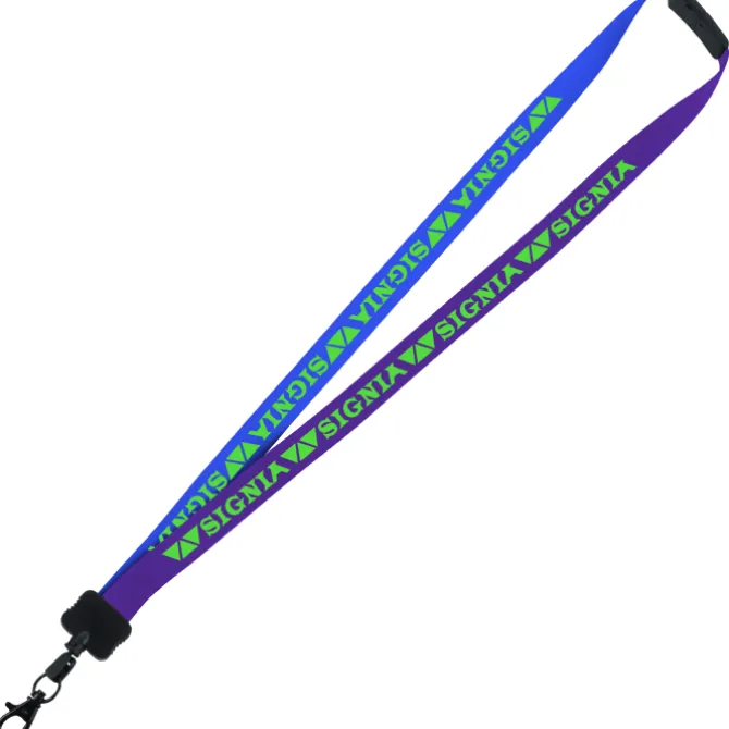 Two-Tone Smooth Nylon Lanyard - 7/8 inches - 34 inches - Metal Lobster Claw