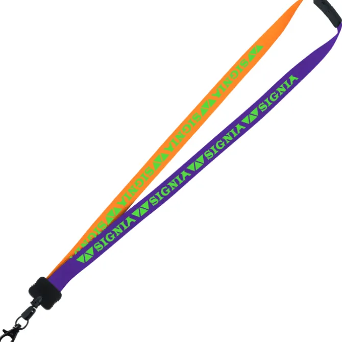 Two-Tone Smooth Nylon Lanyard - 7/8 inches - 34 inches - Metal Lobster Claw