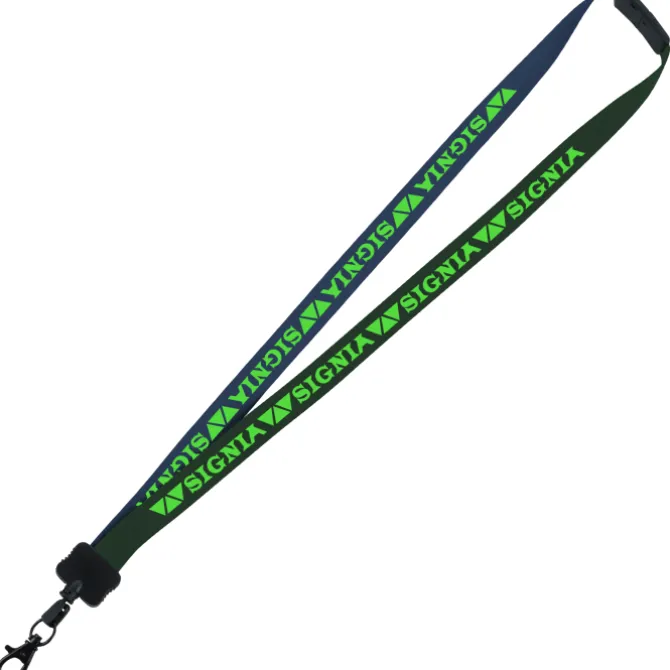 Two-Tone Smooth Nylon Lanyard - 7/8 inches - 34 inches - Metal Lobster Claw