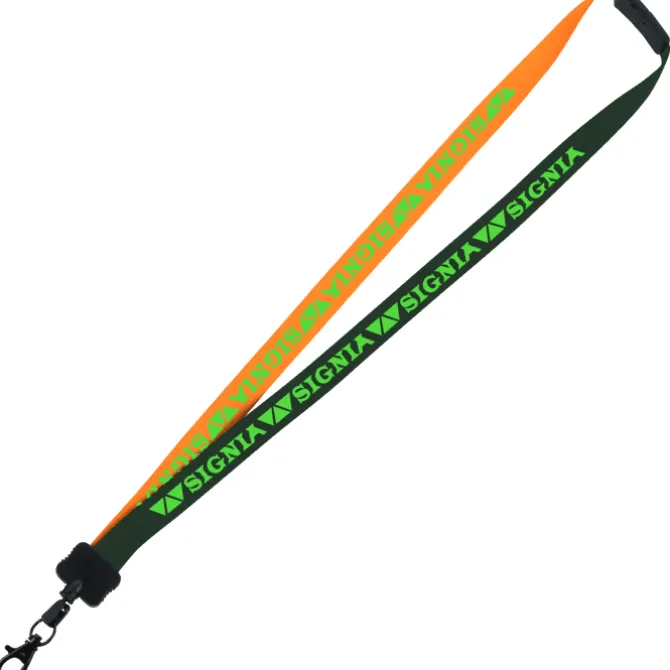Two-Tone Smooth Nylon Lanyard - 7/8 inches - 34 inches - Metal Lobster Claw