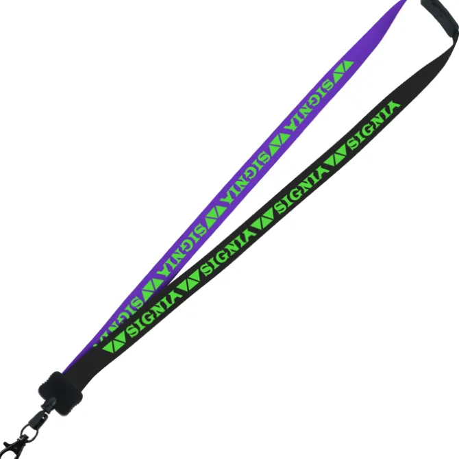 Two-Tone Smooth Nylon Lanyard - 7/8 inches - 34 inches - Metal Lobster Claw