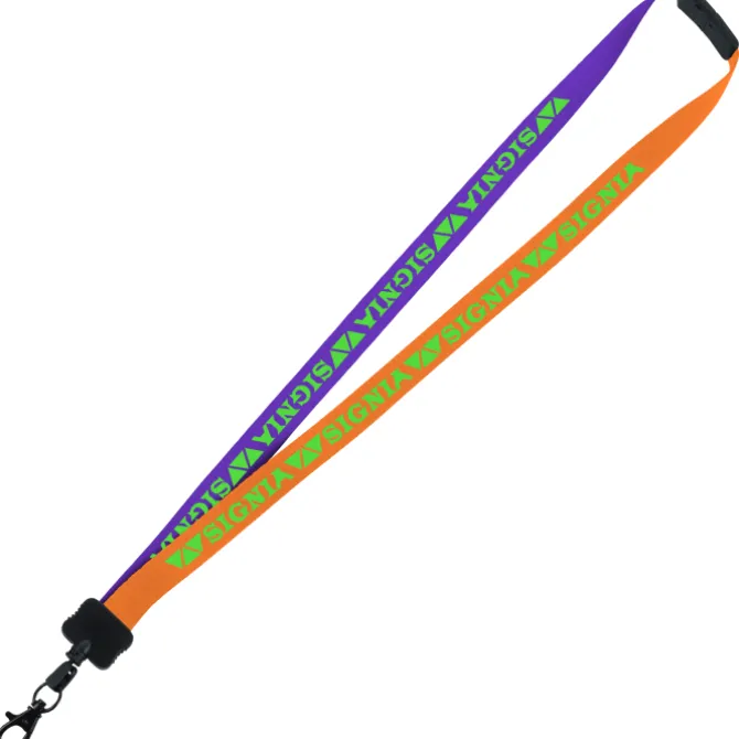 Two-Tone Smooth Nylon Lanyard - 7/8 inches - 34 inches - Metal Lobster Claw