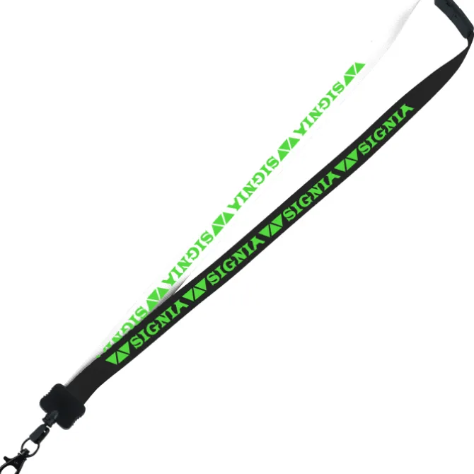 Two-Tone Smooth Nylon Lanyard - 7/8 inches - 34 inches - Metal Lobster Claw
