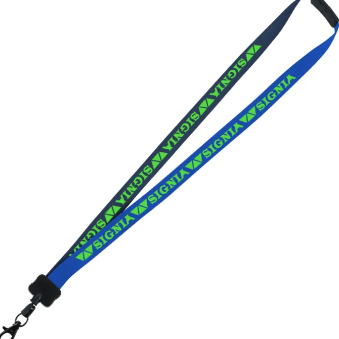 Two-Tone Smooth Nylon Lanyard - 7/8 inches - 34 inches - Metal Lobster Claw