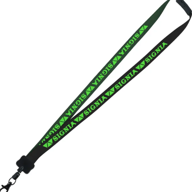 Two-Tone Smooth Nylon Lanyard - 7/8 inches - 34 inches - Metal Lobster Claw