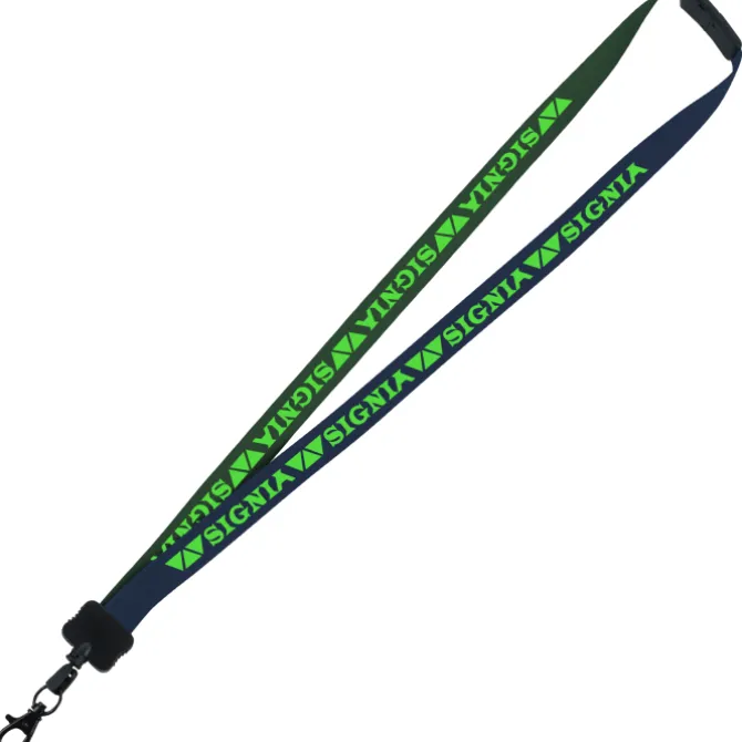 Two-Tone Smooth Nylon Lanyard - 7/8 inches - 34 inches - Metal Lobster Claw