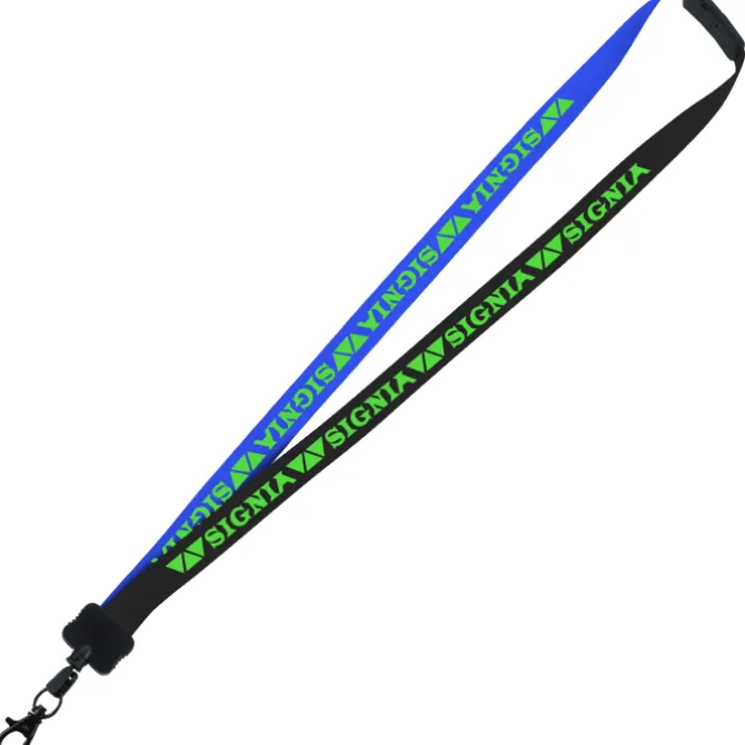 Two-Tone Smooth Nylon Lanyard - 7/8 inches - 34 inches - Metal Lobster Claw