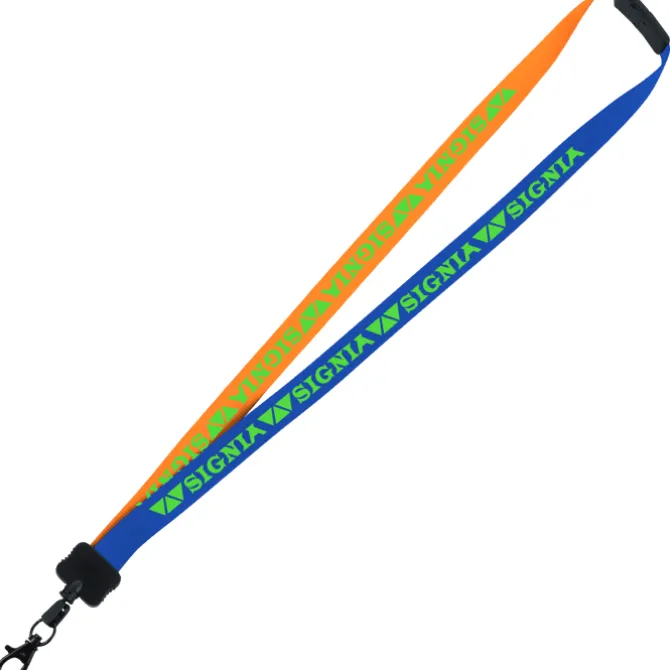 Two-Tone Smooth Nylon Lanyard - 7/8 inches - 34 inches - Metal Lobster Claw
