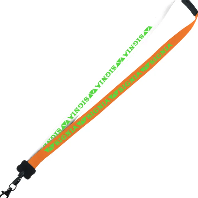 Two-Tone Smooth Nylon Lanyard - 7/8 inches - 34 inches - Metal Lobster Claw