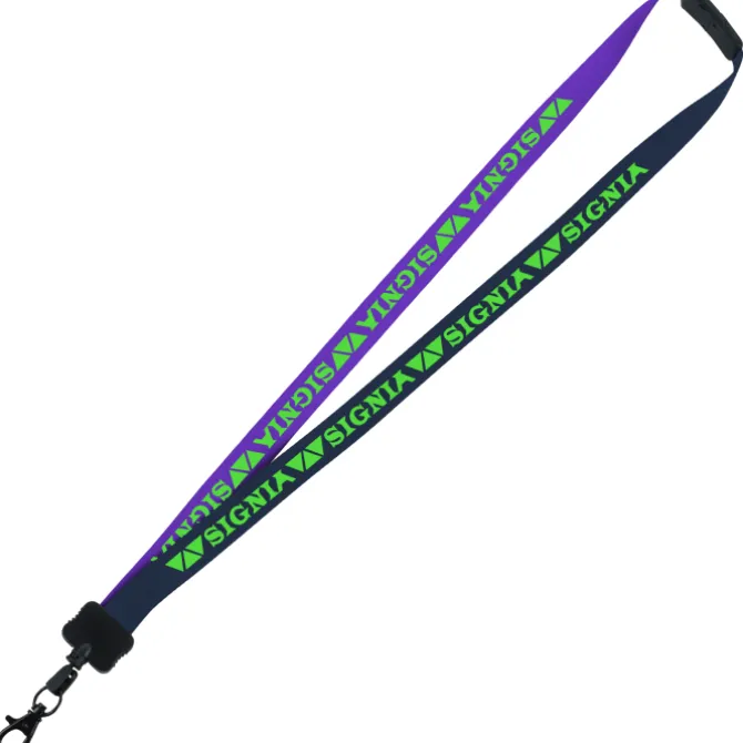 Two-Tone Smooth Nylon Lanyard - 7/8 inches - 34 inches - Metal Lobster Claw