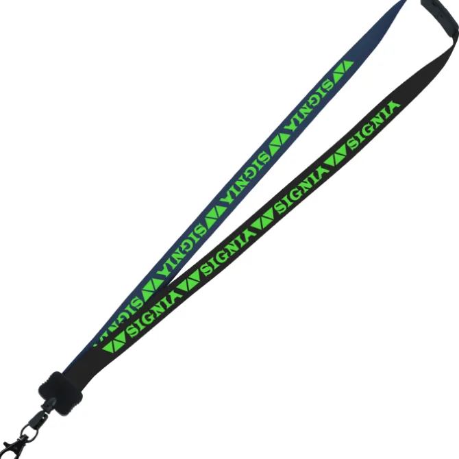 Two-Tone Smooth Nylon Lanyard - 7/8 inches - 34 inches - Metal Lobster Claw
