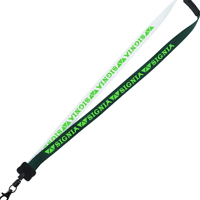 Two-Tone Smooth Nylon Lanyard - 7/8 inches - 34 inches - Metal Lobster Claw