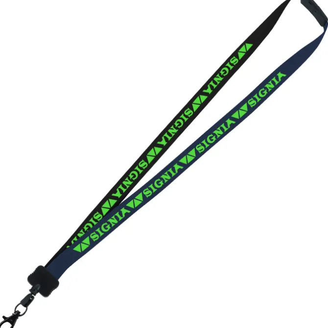 Two-Tone Smooth Nylon Lanyard - 7/8 inches - 34 inches - Metal Lobster Claw