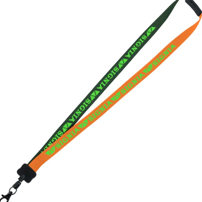 Two-Tone Smooth Nylon Lanyard - 7/8 inches - 34 inches - Metal Lobster Claw