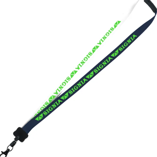 Two-Tone Smooth Nylon Lanyard - 7/8 inches - 34 inches - Metal Lobster Claw