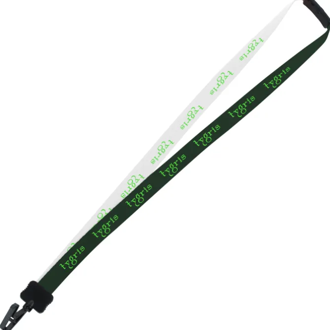 Two-Tone Smooth Nylon Lanyard - 7/8 inches - 34 inches - Plastic Bulldog Clip