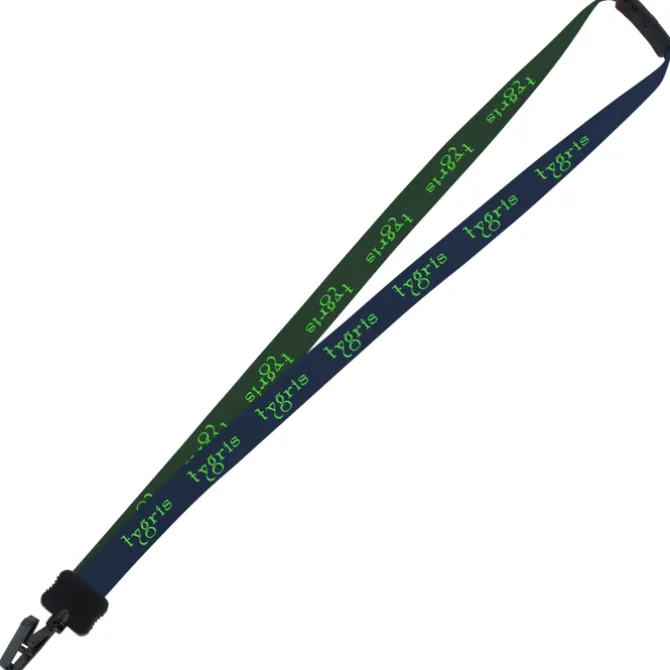 Two-Tone Smooth Nylon Lanyard - 7/8 inches - 34 inches - Plastic Bulldog Clip