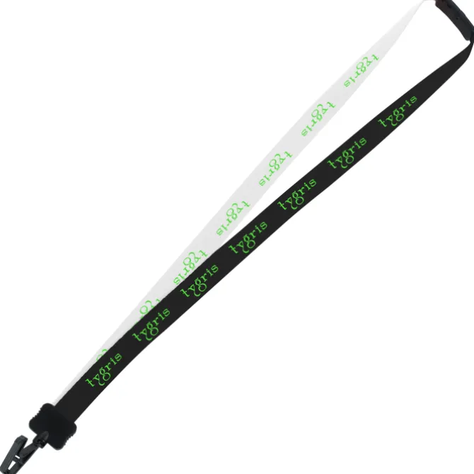 Two-Tone Smooth Nylon Lanyard - 7/8 inches - 34 inches - Plastic Bulldog Clip