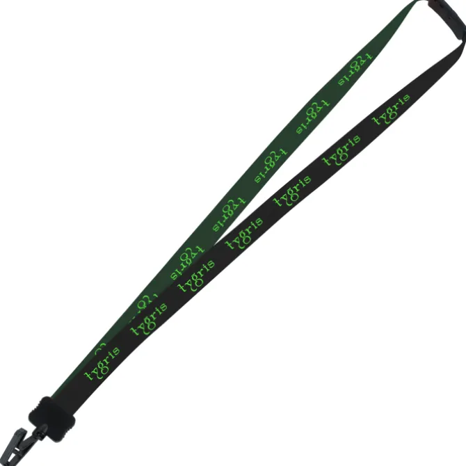 Two-Tone Smooth Nylon Lanyard - 7/8 inches - 34 inches - Plastic Bulldog Clip