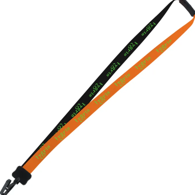 Two-Tone Smooth Nylon Lanyard - 7/8 inches - 34 inches - Plastic Bulldog Clip